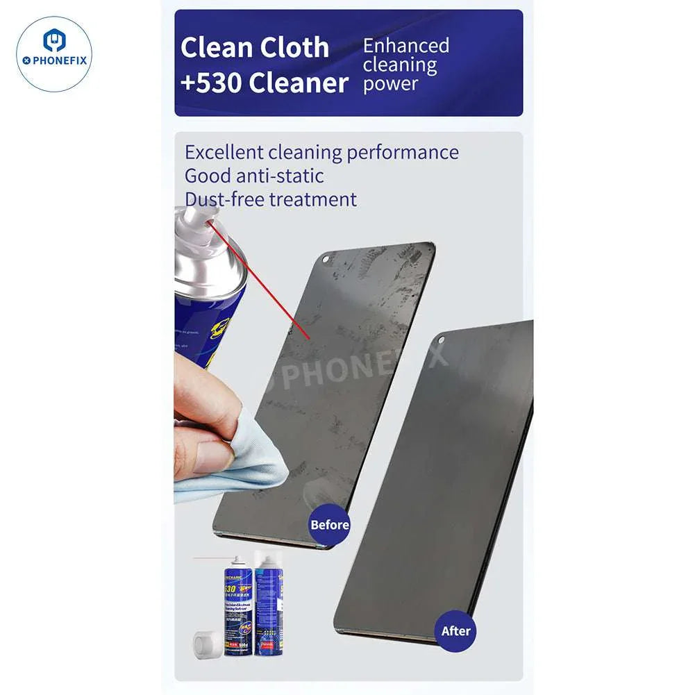 Blue Nano Cleaning Cloth by PHONEFIX for LCD screens, camera lenses, and glass dust removal, designed for precise cleaning.