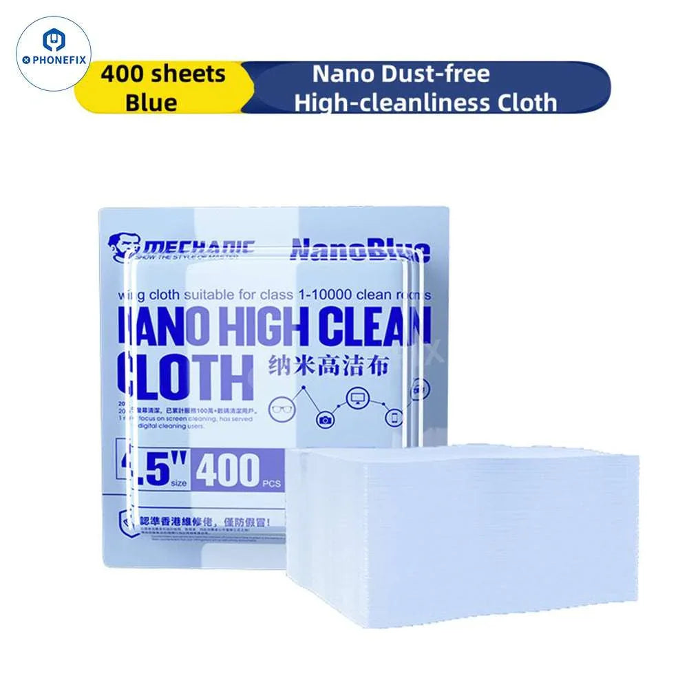 PhoneFix Nano Cleaning Cloth for LCD, glass, and camera lens dust removal, compact microfiber cloth for electronics cleaning.