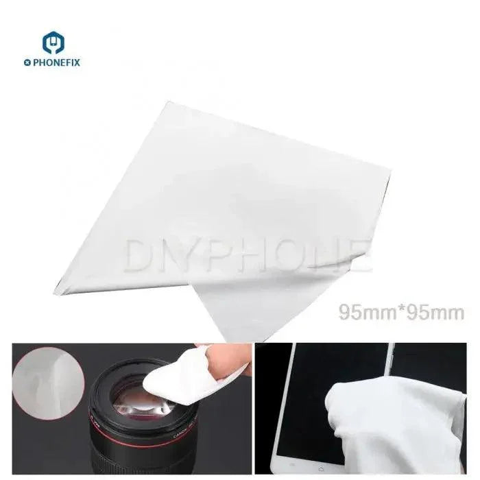 Set of 50 non-dust cleaning cloths for phone screens, by PHONEFIX, designed for gentle, effective cleaning of electronic displays.