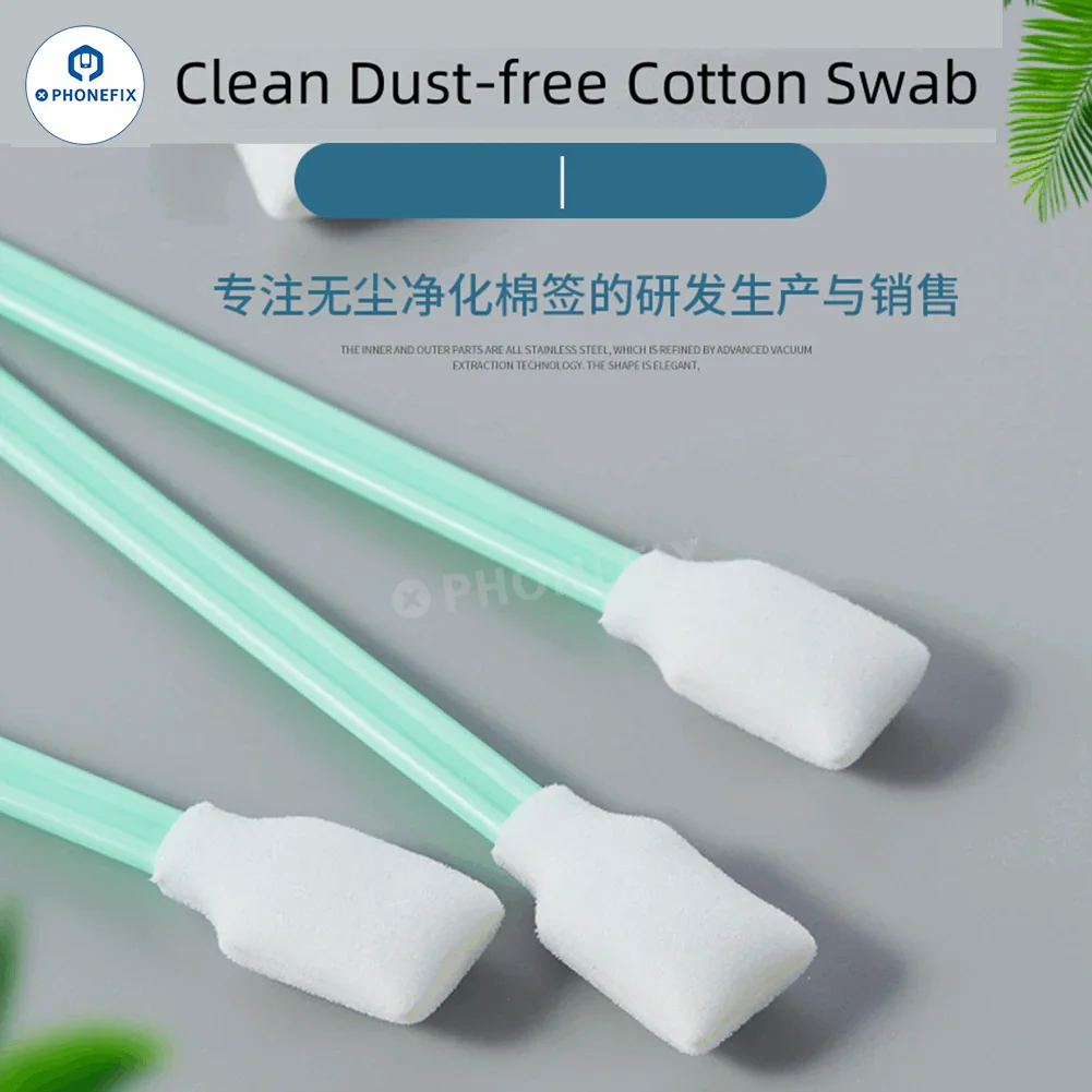 PHONEFIX phone tail plug cleaning stick with dust-free sponge cotton swab for gentle dust removal and cleaning of phone ports.