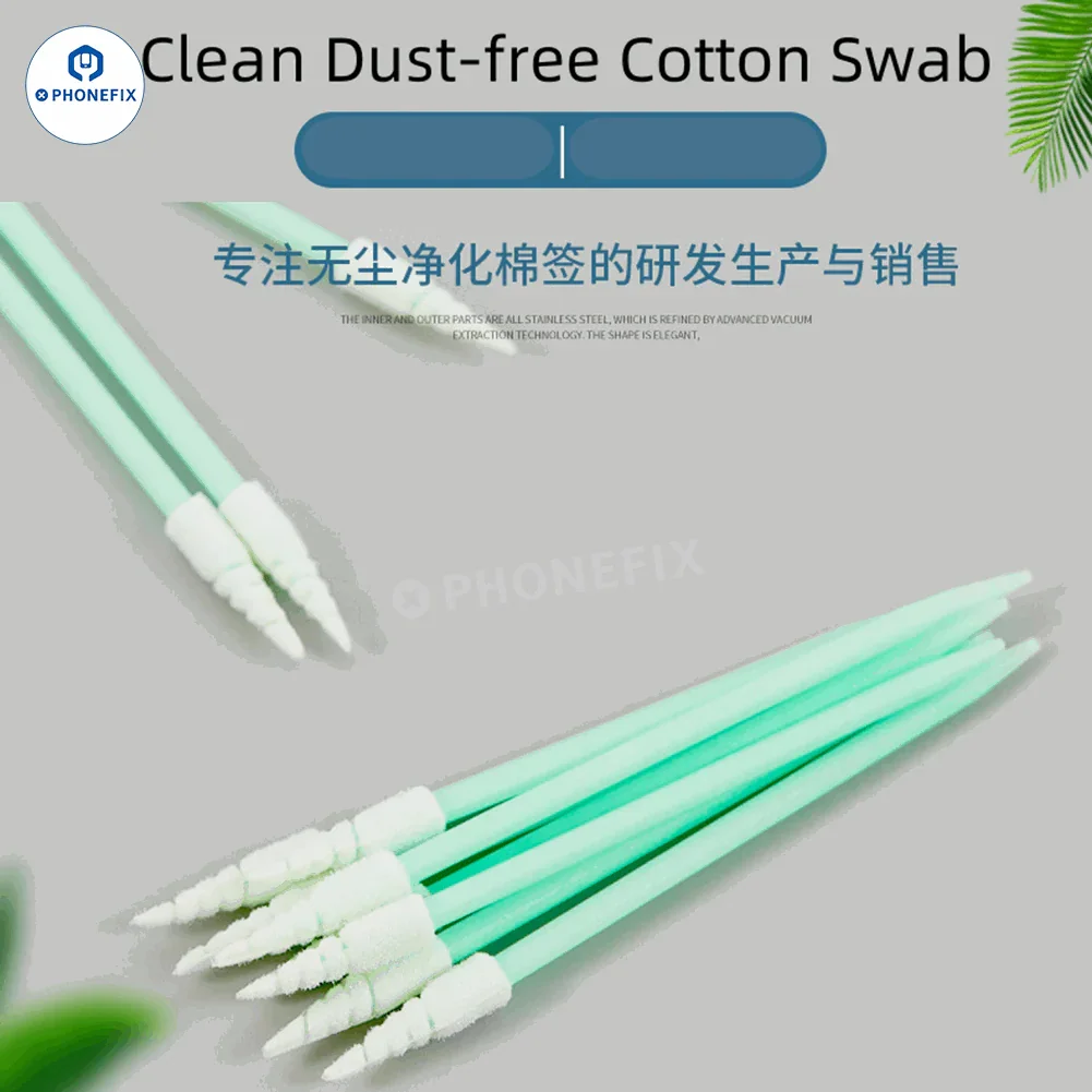 PHONEFIX phone tail plug cleaning stick with dust-free sponge cotton swab for cleaning phone ports and connectors.