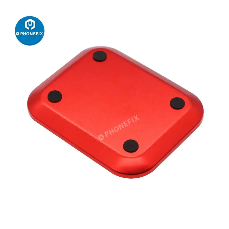 Blue aluminium alloy magnetic screw tray from PHONEFIX for phone and RC car repair, helps organize small parts during repairs.