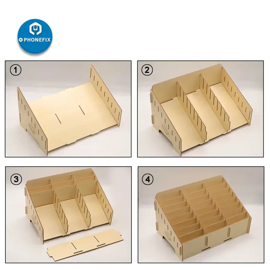 Wooden organizer with 24 grid compartments for desktop and classroom phone and stationery storage by PHONEFIX.