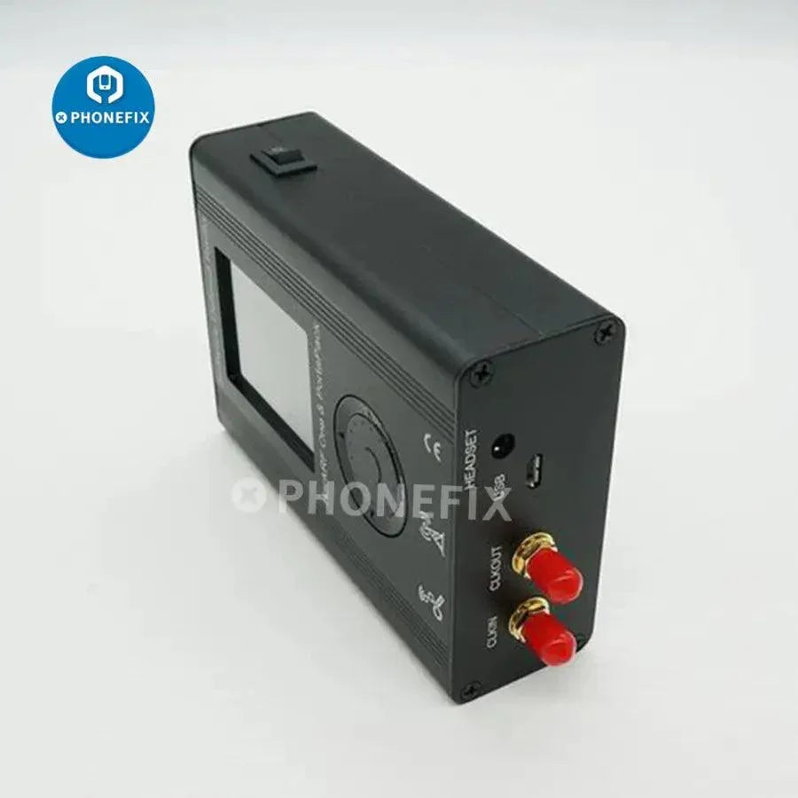 PhoneFix Portapack Mayhem firmware flashed HackRF SDR device with 1MHz-6GHz frequency range, used for assist tools and radio experiments.