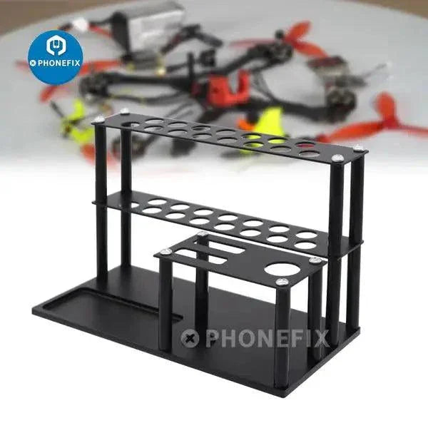 PhoneFix screwdriver storage rack with 18 holes for organizing RC tools and assist tools in a compact, convenient layout.