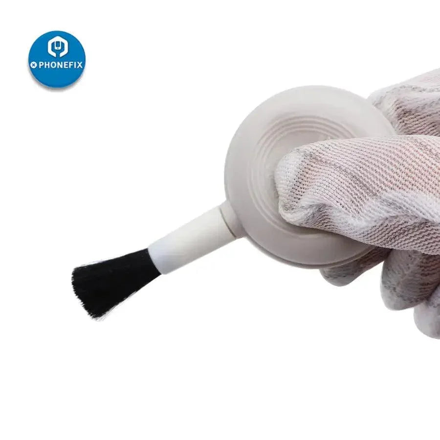 PHONEFIX 2-in-1 dust cleaning air blower and brush for keyboards and camera cleaning, versatile assist tool for dust removal.