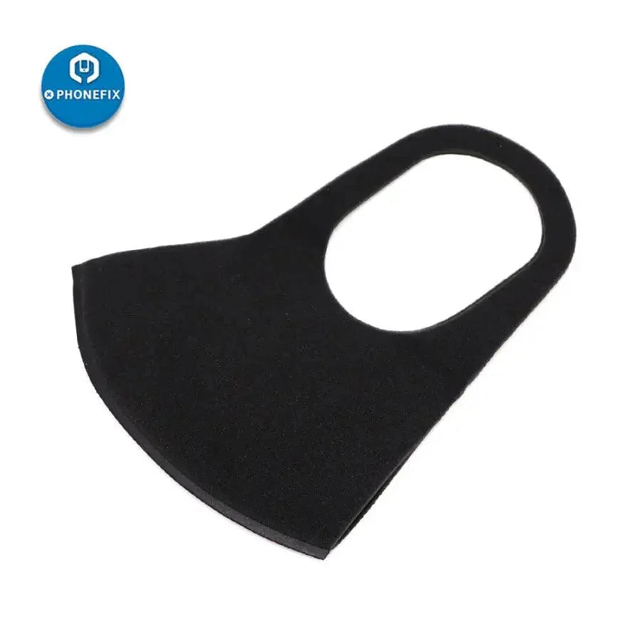 Black 3D fashion reusable anti-dust mask for adults by PHONEFIX, designed for men and women to protect against dust and particles.