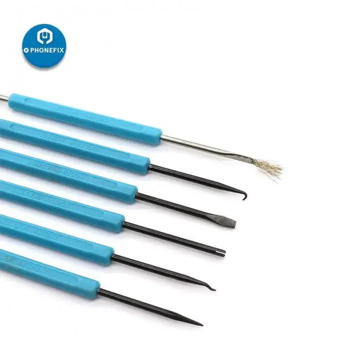 Set of 6 PHONEFIX desoldering aid tools for PCB soldering assistance, including various auxiliary tools for electronics repair.