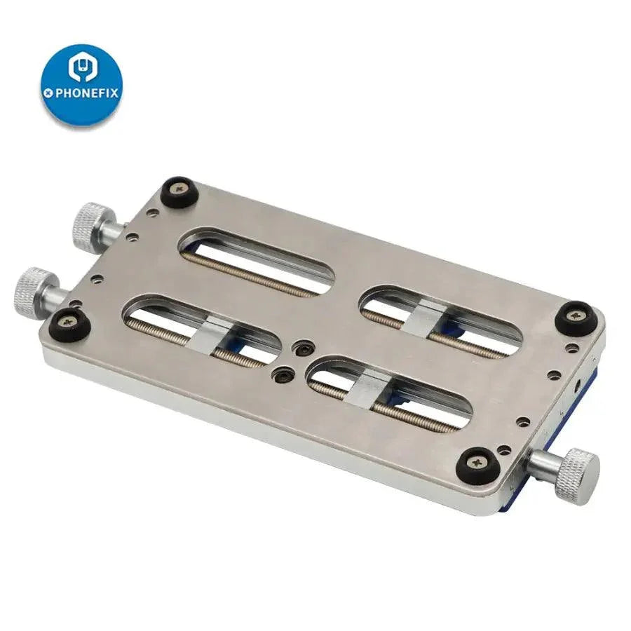 High temperature aluminum alloy double axis PCB board holder fixture by PHONEFIX for precise circuit board positioning.