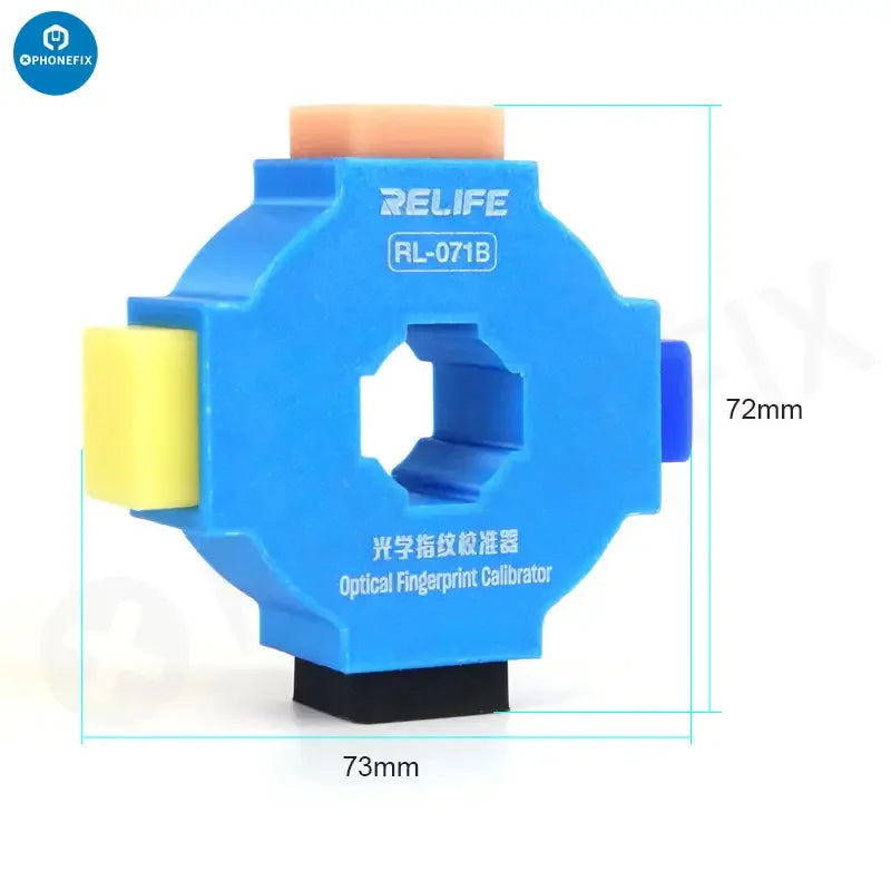 PHONEFIX RL-071B optical fingerprint calibrator for Huawei, Xiaomi, Oppo, and Vivo devices, used as an assist tool for fingerprint calibration.