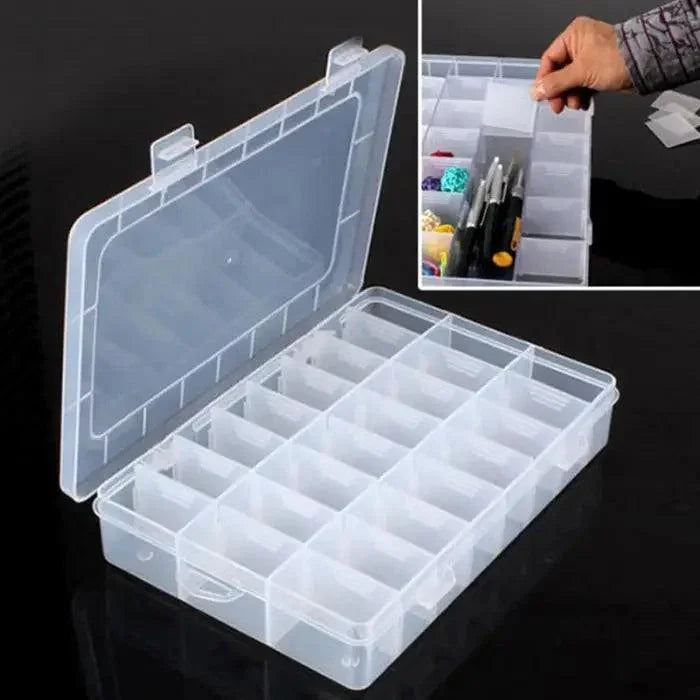 Boîte de rangement en plastique ajustable avec 24 compartiments pour organiser les pièces de réparation de téléphones portables, de l'organisateur de composants PHONEFIX.