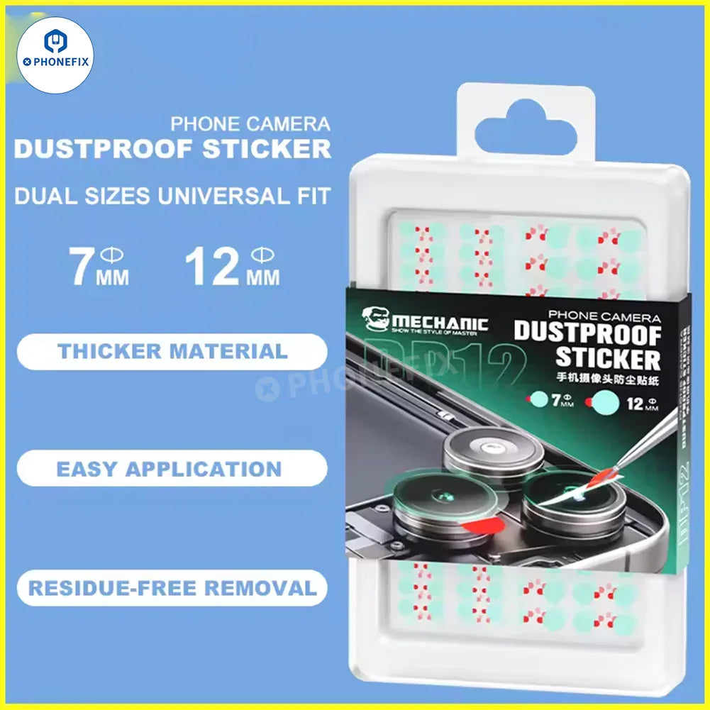 PHONEFIX MECHANIC DP12 mobile camera protection dust-proof sticker for 7/12mm cameras, assist tool for camera lens protection.