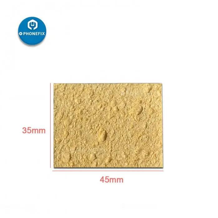 Yellow replacement sponge pads for electric iron tip cleaning, compatible with universal electric irons by PHONEFIX.