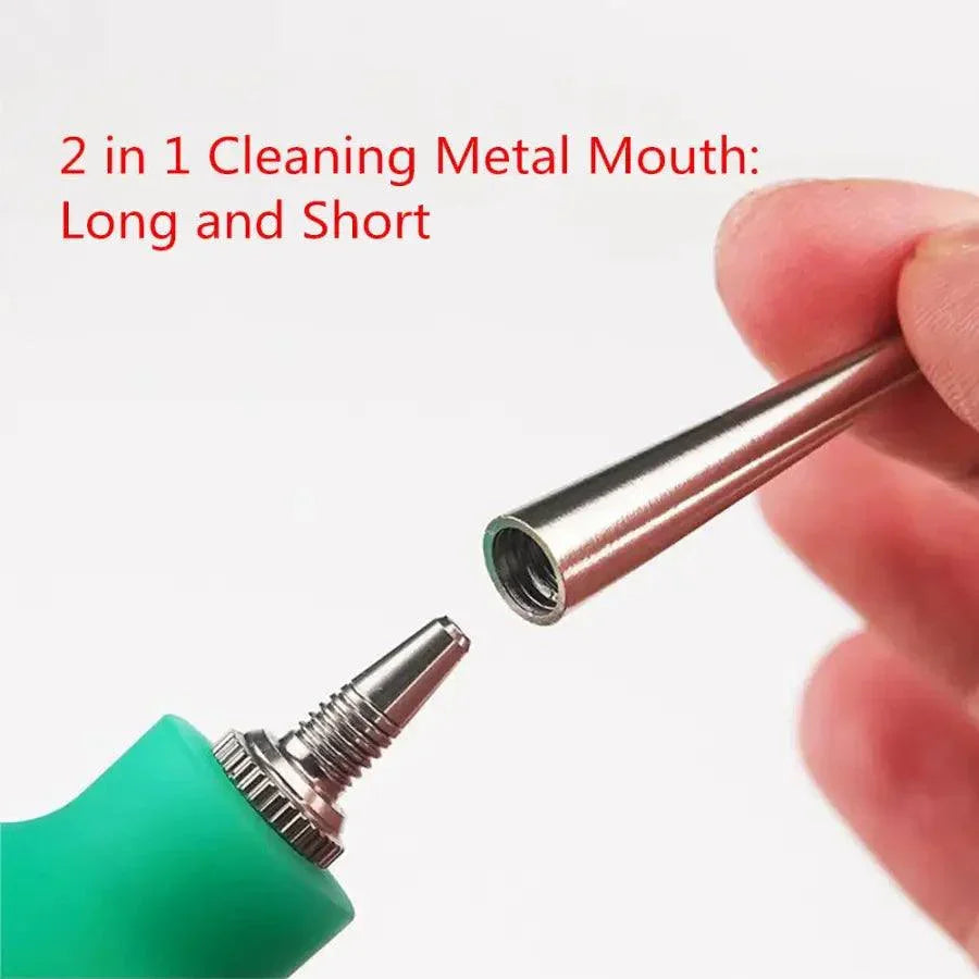 RELIFE 2-in-1 air blower ball and cleaning pen from PHONEFIX for phone repair and dust cleaning, green assist tool.