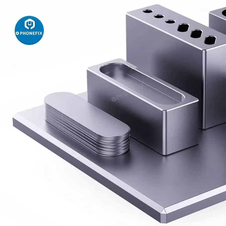 QianLi ToolPlus iCube aluminum alloy storage box for phone repair tools, by PHONEFIX, compact and durable assist tool storage.