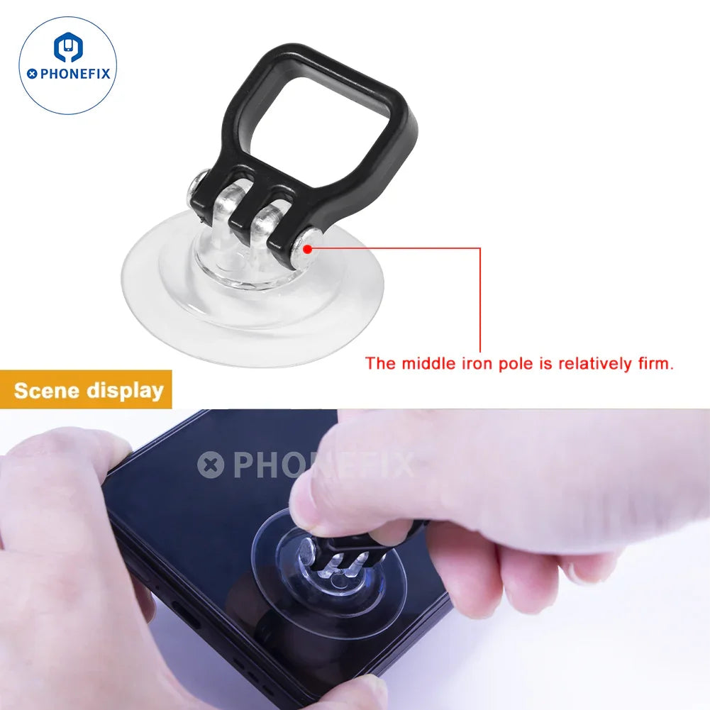 PHONEFIX JM-SK04 strong suction cup phone LCD screen opening tool for smartphone repair, showing the black suction cup and handle.