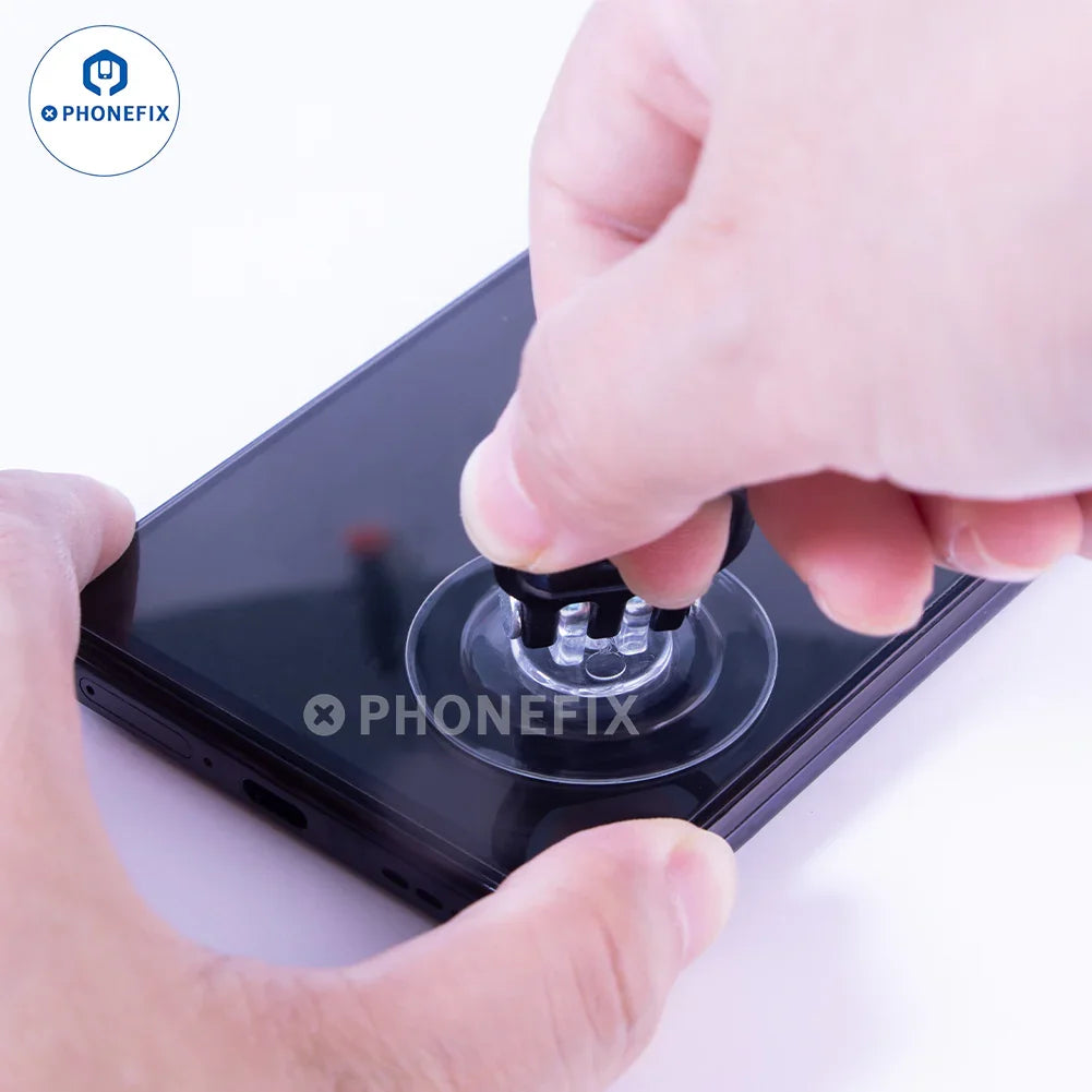 La herramienta PHONEFIX JM-SK04, con una potente ventosa para abrir la pantalla LCD de un teléfono inteligente, cuenta con una ventosa duradera y un mango de plástico.