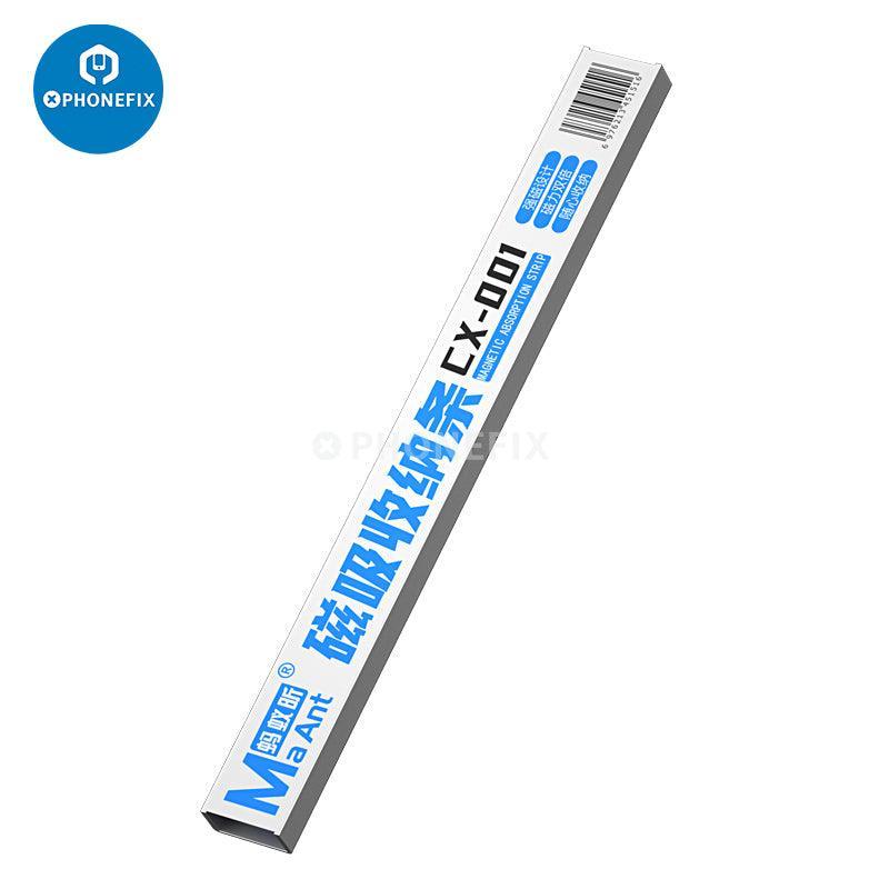 MaAnt CX-001 Magnetic Absorption Strip Storage Tape classifier, assist tool for organizing electronic components, by PHONEFIX.
