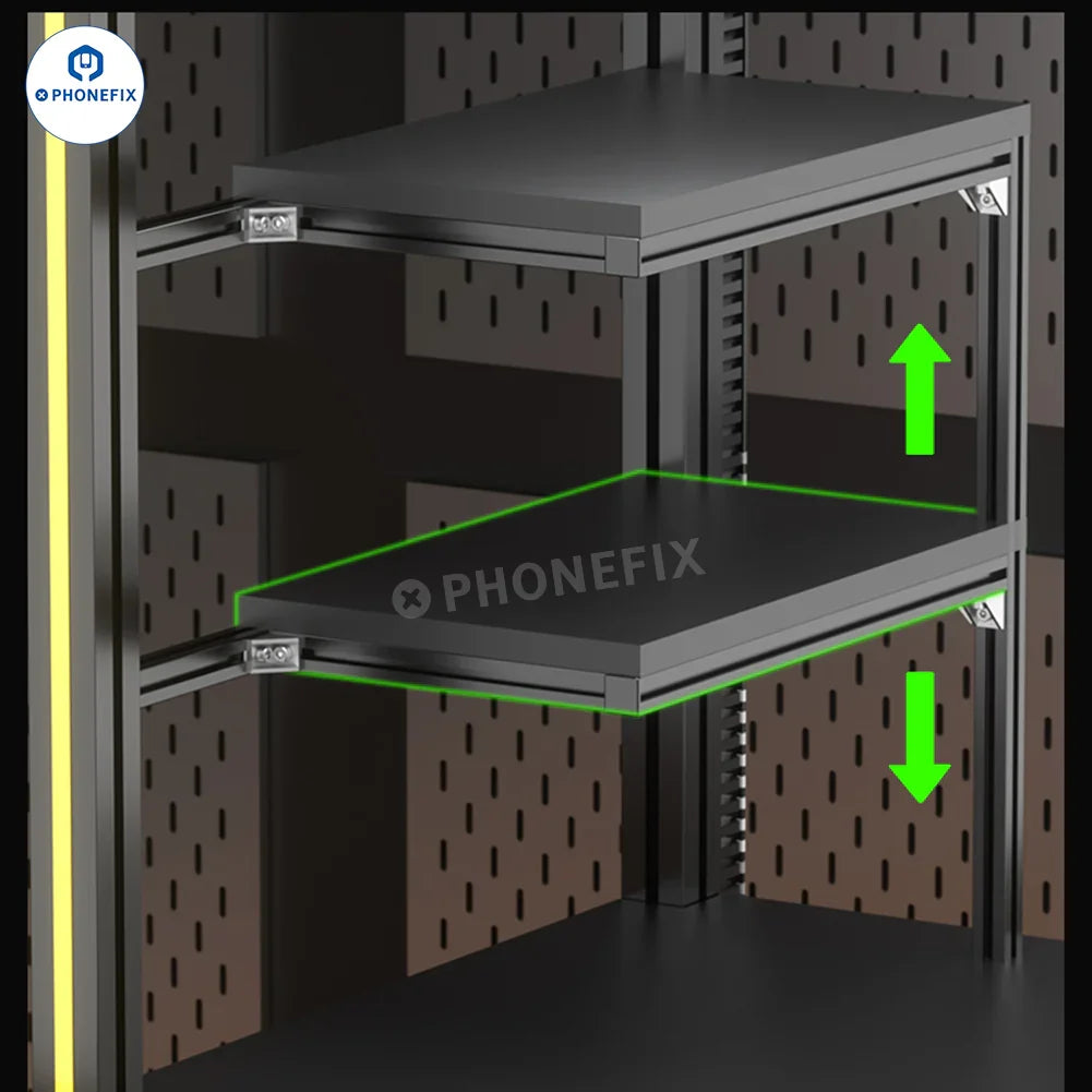PHONEFIX mechanic mobile phone repair workbench with high brightness LED light, versatile assist tool for electronics repair.