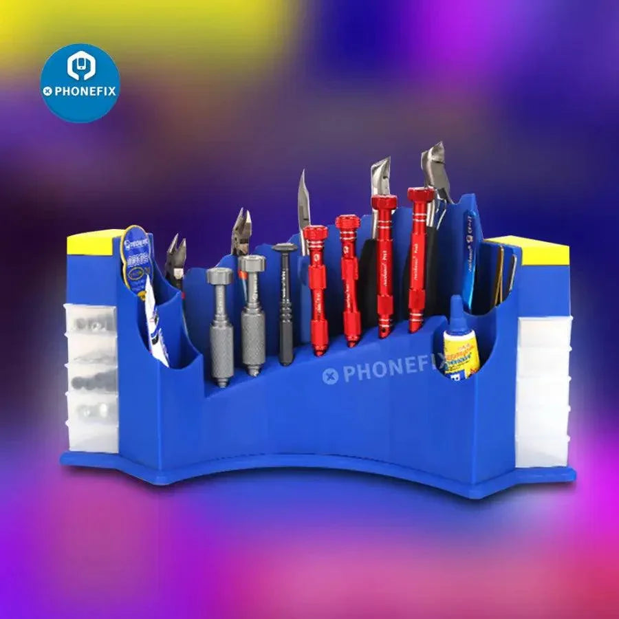Plastic storage box by PHONEFIX for organizing phone repair tools, multi-functional plastic toolbox for assist tools.