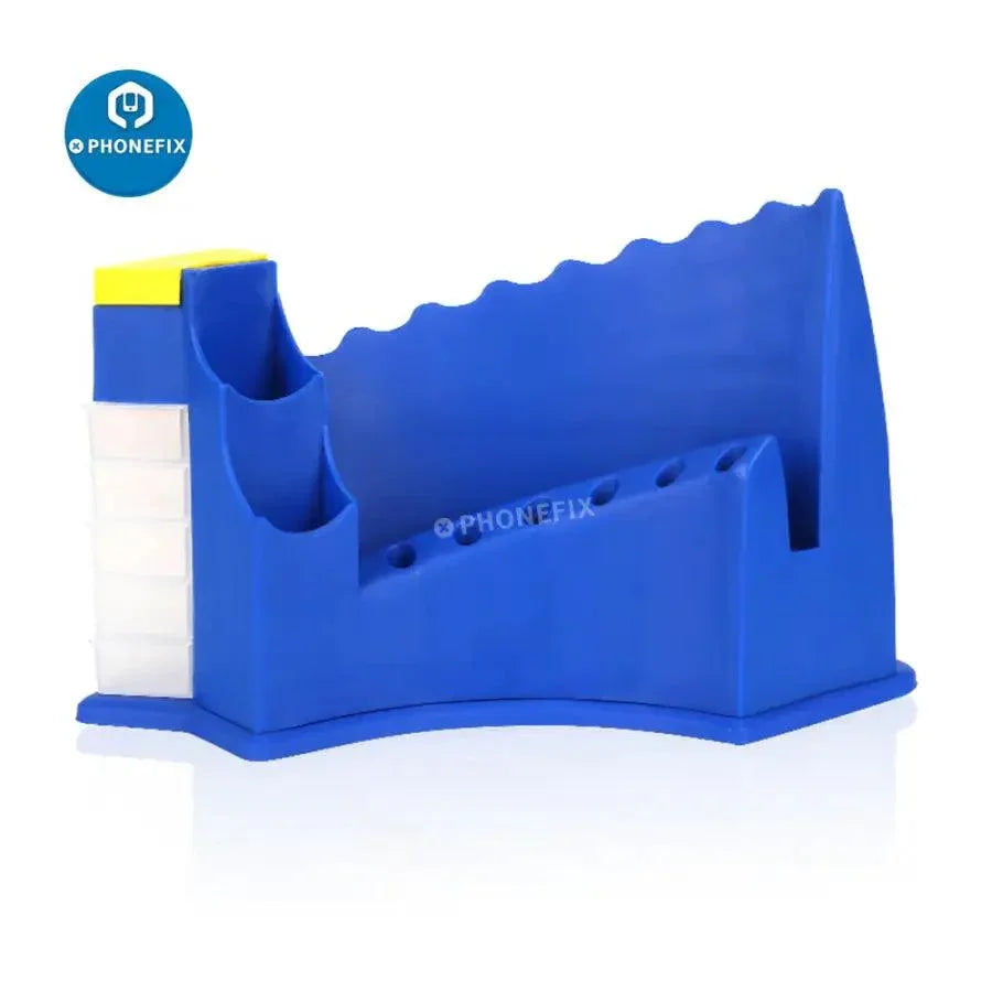 Multi-functional plastic storage box by PHONEFIX for organizing phone repair tools and assist tools in a compact container.