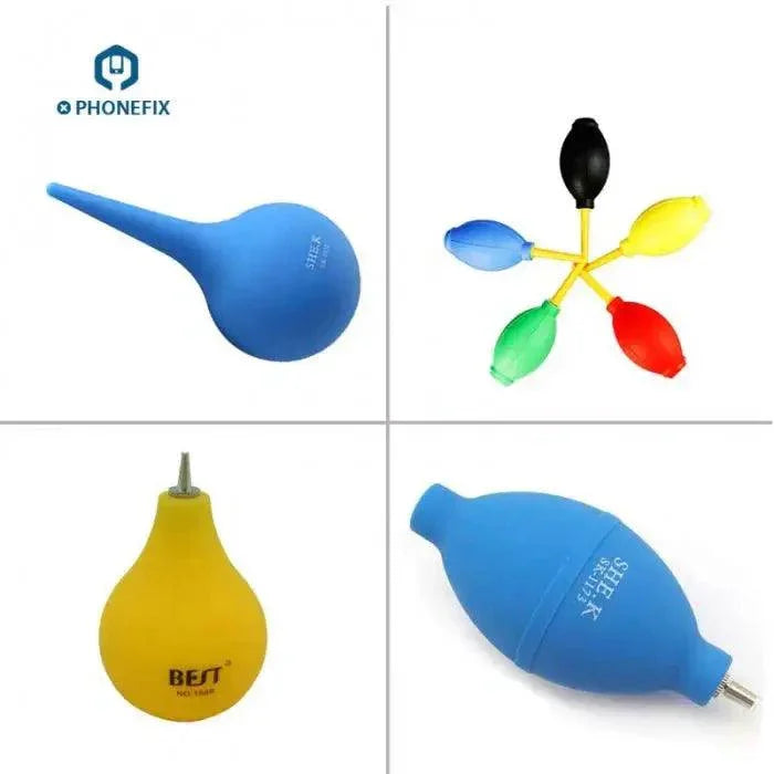PhoneFix rubber dust blower ball, a precision air cleaning tool for removing dust from electronics and delicate surfaces.