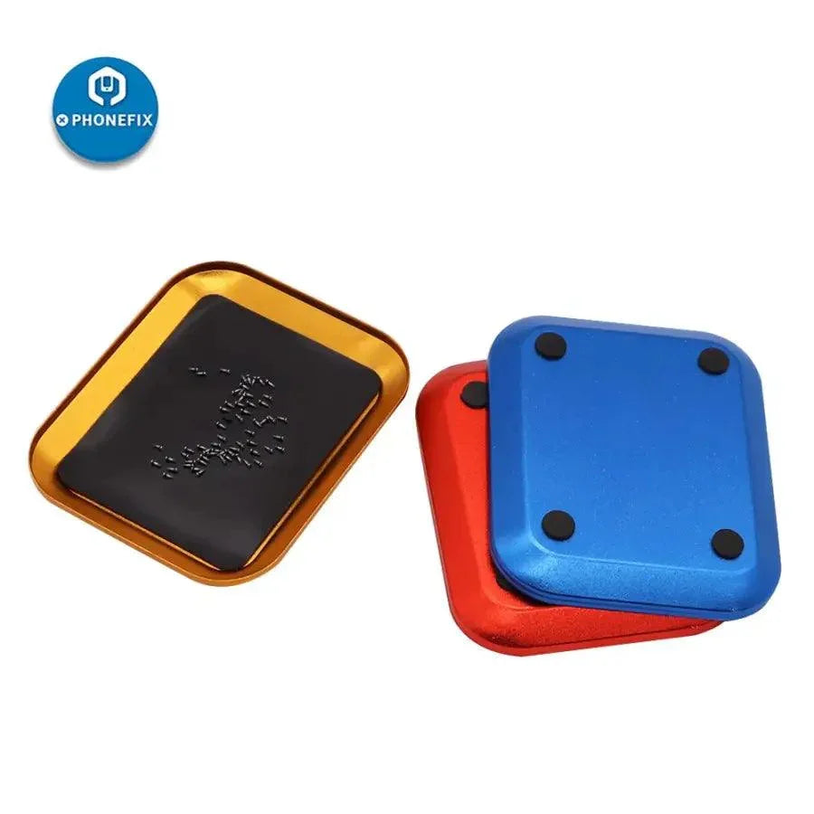 Aluminium alloy magnetic screw tray plate for RC phone repair, lightweight and durable assist tool by PHONEFIX.