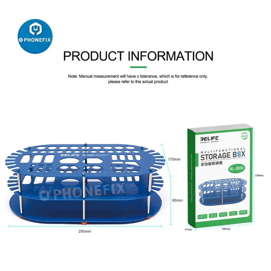 RELIFE RL-001D multifunction storage box and rack with screwdriver tool for organizing small tools and accessories.