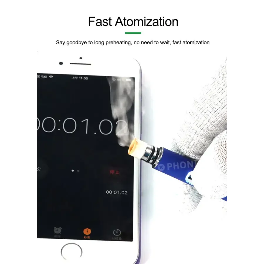 RELIFE Rosin Atomizer Flux Pen for iPhone repair, short circuit detection, and flux application, by PHONEFIX.