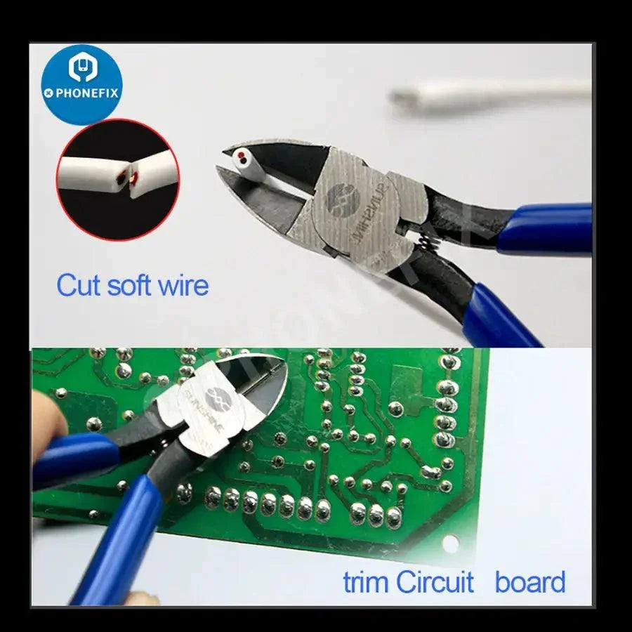 Sunshine SS110 multi-function mini diagonal plier wire stripper and cutter, PHONEFIX assist tool for electronics repair.