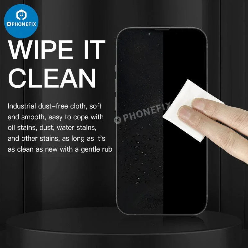 MaAnt fiber dust-free cloth screen cleaning wiper by PHONEFIX for cleaning phone screens and glass surfaces.
