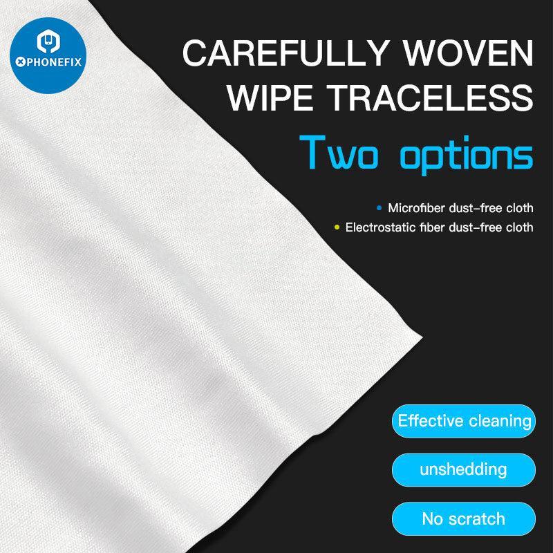 Chiffon de nettoyage d'écran en fibre sans poussière MaAnt de PHONEFIX, idéal pour nettoyer les téléphones et les écrans électroniques.