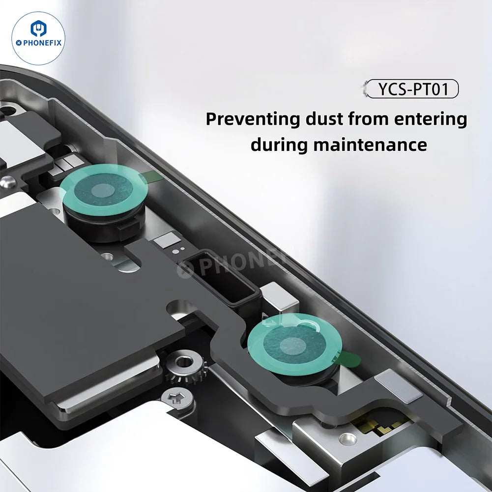 Blue light phone camera lens protection sticker by PHONEFIX, non-damaging accessory for safeguarding mobile camera lenses.
