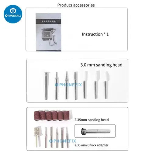 PhoneFix DS-868 PCB grinding tool with touch screen for motherboard repair, 110V, compact design for precise circuit board grinding.