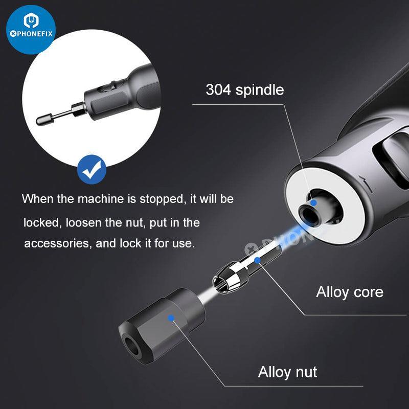 PhoneFix 52-in-1 mini cordless rotary toolkit grinder and engraving pen for PCB grinding and detailed craft work.