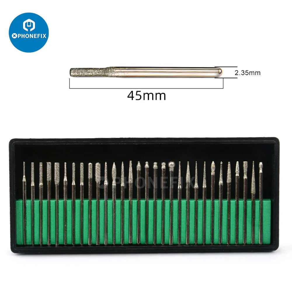 PHONEFIX universal PCB grinding head replacement for electric polishing pen, designed for precise electronic component grinding.