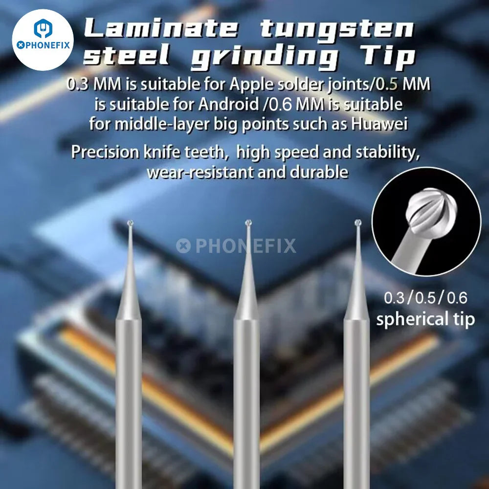PHONEFIX universal PCB grinding head replacement for electric polishing pen, designed for precise grinding and polishing tasks.