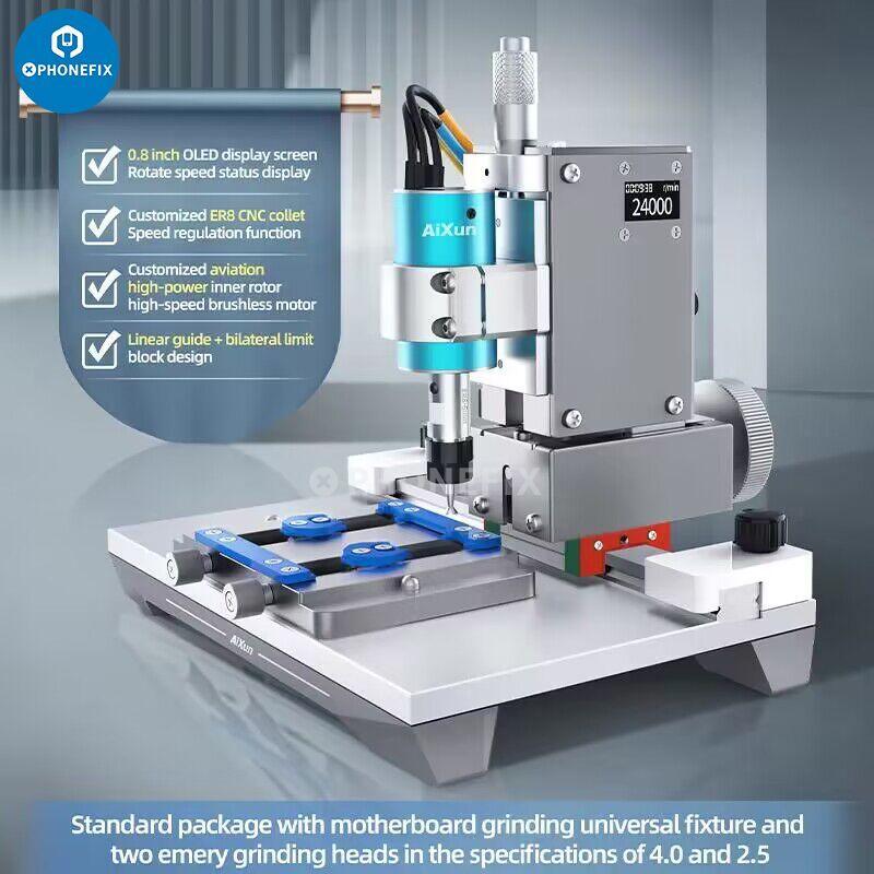 AIXUN Chip Grinding Machine for Phone Motherboard CPU IC removal, PCB grinding tool by PHONEFIX, used for phone repair.