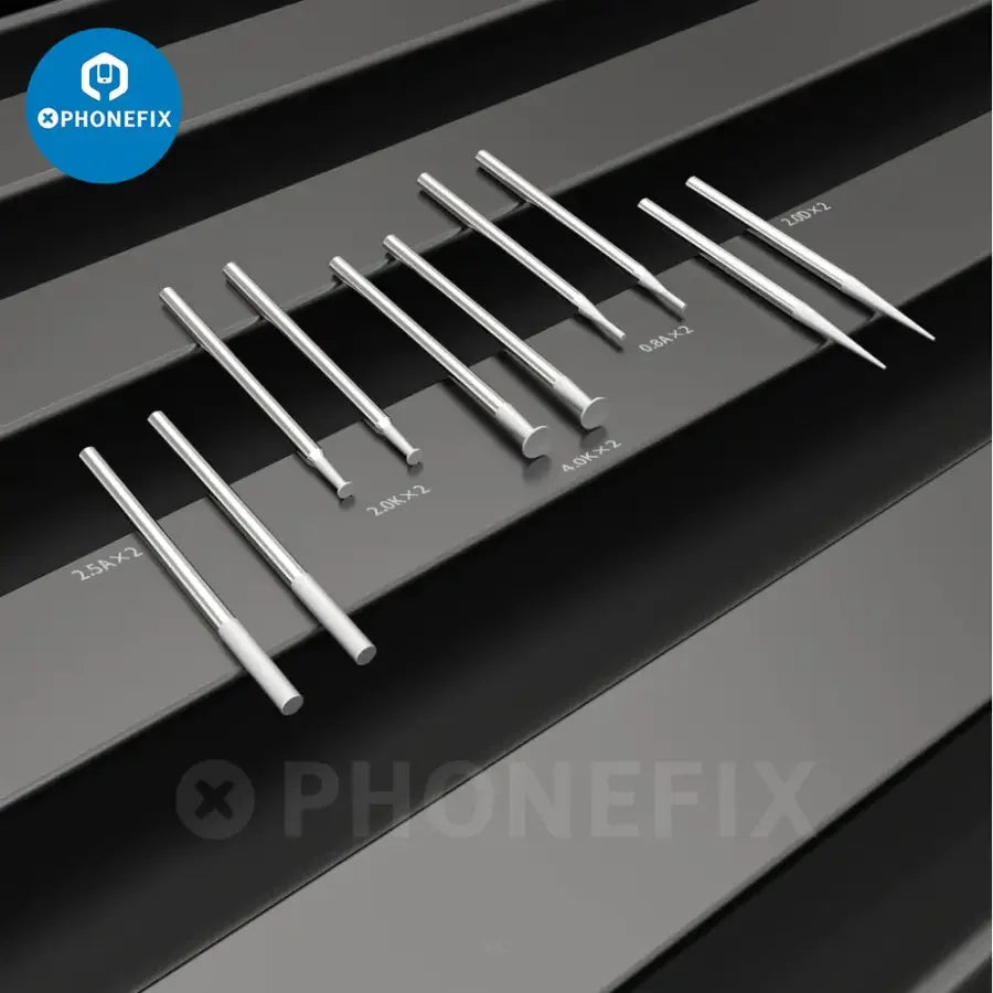 PHONEFIX 2UUL DA81 electric rechargeable PCB grinding pen for chip change repair, shown with full set of grinding tools.