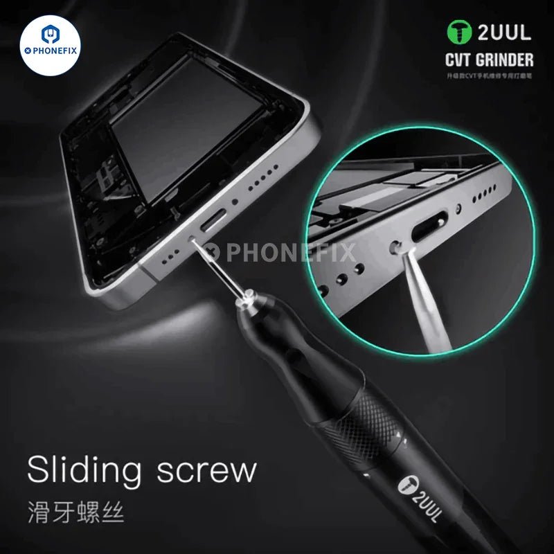 PHONEFIX 2UUL CVT Grinder PCB grinding pen with stepless speed control, used for precise PCB IC component grinding.