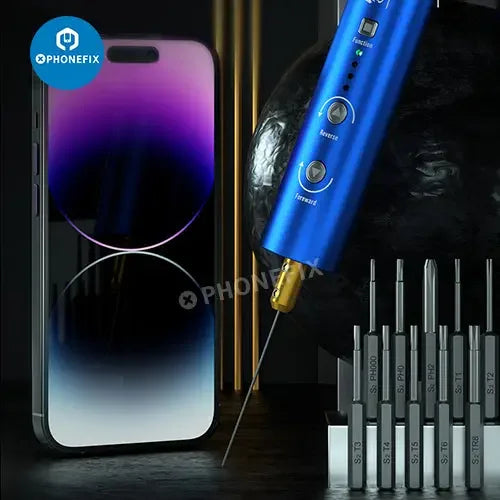PHONEFIX Mechanic iDrive Electric OCA Glue Remover Screwdriver Set for PCB grinding and repair processes.