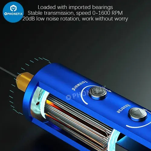 PHONEFIX Mechanic iDrive Electric OCA Glue Remover Screwdriver Set for PCB grinding and repair tasks, with precision tools for phone repairs.