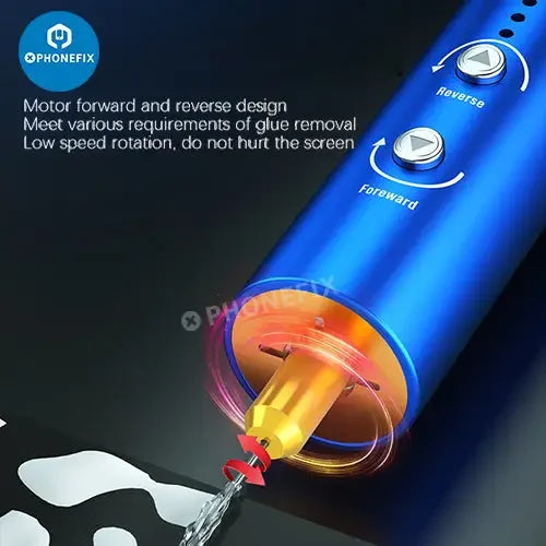 PHONEFIX Mechanic iDrive Electric OCA Glue Remover Screwdriver Set for PCB grinding and repair tasks.