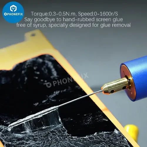 PHONEFIX Mechanic iDrive Electric OCA Glue Remover Screwdriver Set for PCB grinding and phone repair tasks.