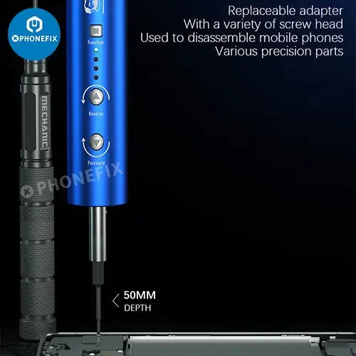 PHONEFIX Mechanic iDrive Electric OCA Glue Remover Screwdriver Set, PCB grinding tools for phone repairs.