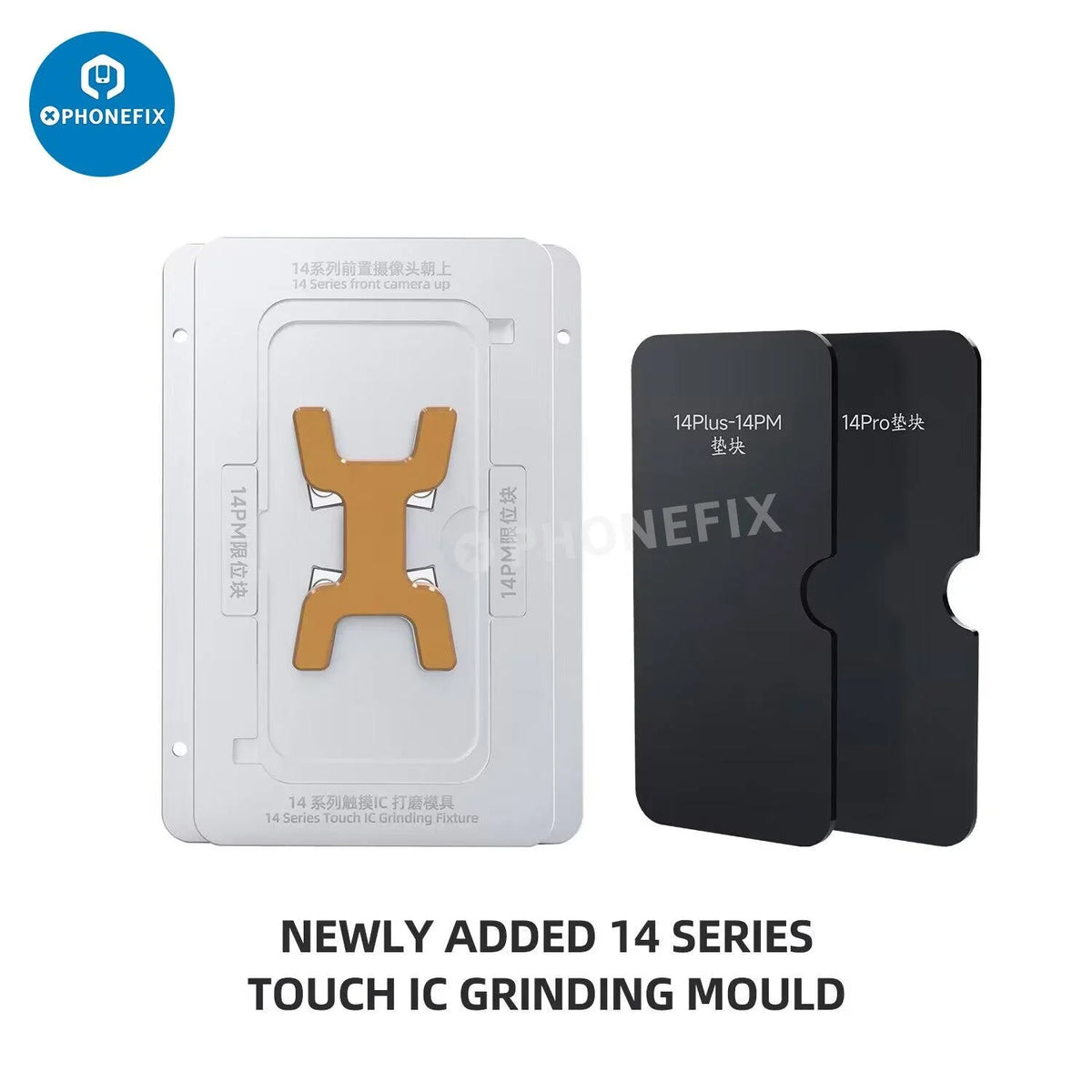 PHONEFIX JC CNC Grinder EM03 EM02 PCB grinding tool for iPhone repair, showing precision grinding of PCB IC components.