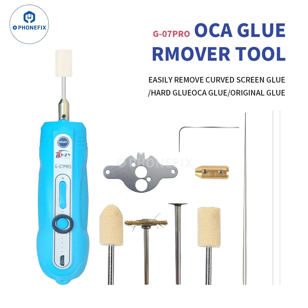 PHONEFIX G-07PRO LCD Screen OCA Glue Remover PCB grinding cutting tool with grinding wheel and cutting blade for electronics repair.