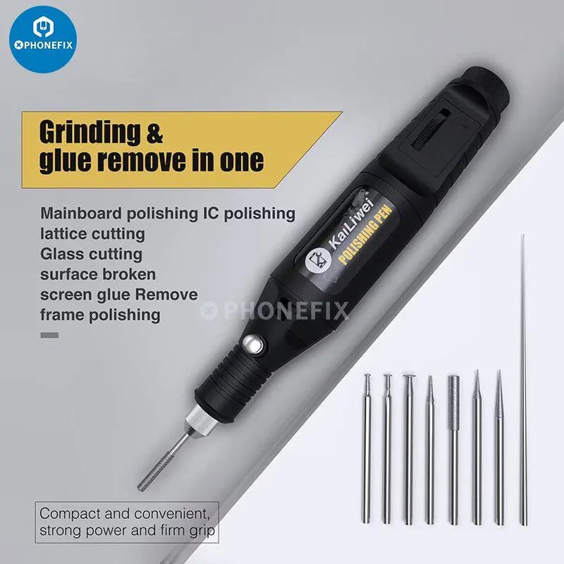 PHONEFIX W-06 Glue Remove Electric Grinder Engraver Pen, PCB polishing and IC removal tool with precision grinding capabilities.