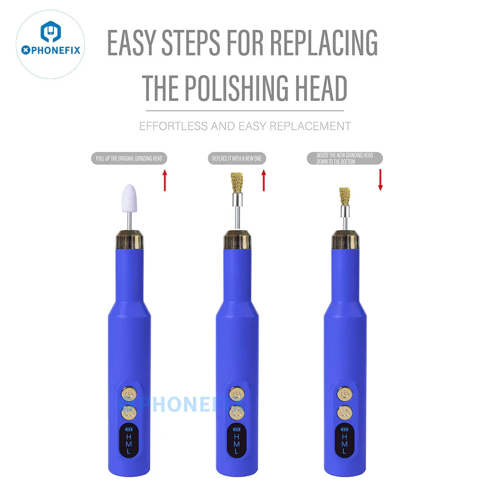 PHONEFIX HW-013 wireless charging grinding pen, a PCB polishing and grinding tool with ergonomic design and precision tip.