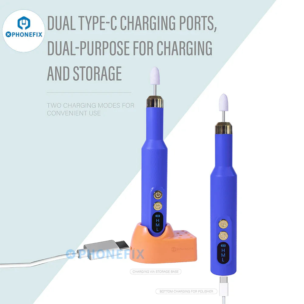 PHONEFIX HW-013 wireless charging grinding pen for PCB polishing, with a compact handheld design and grinding tip for electronics repair.